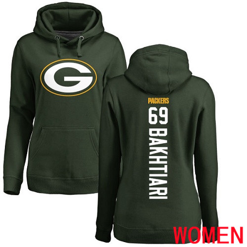 Green Bay Packers Green Women #69 Bakhtiari David Backer Nike NFL Pullover Hoodie Sweatshirts